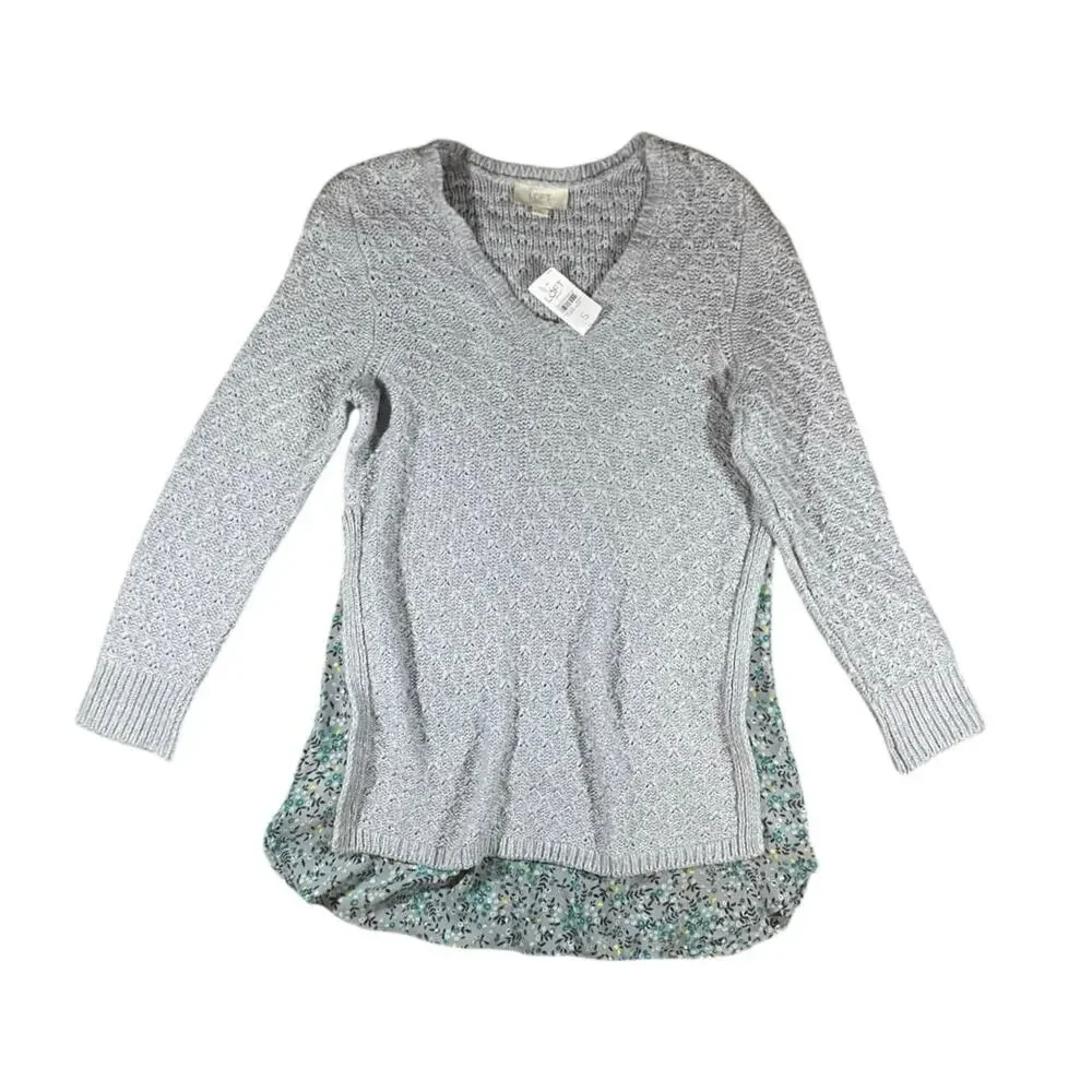 Loft Floral Inset Knit Sweater NWT - S